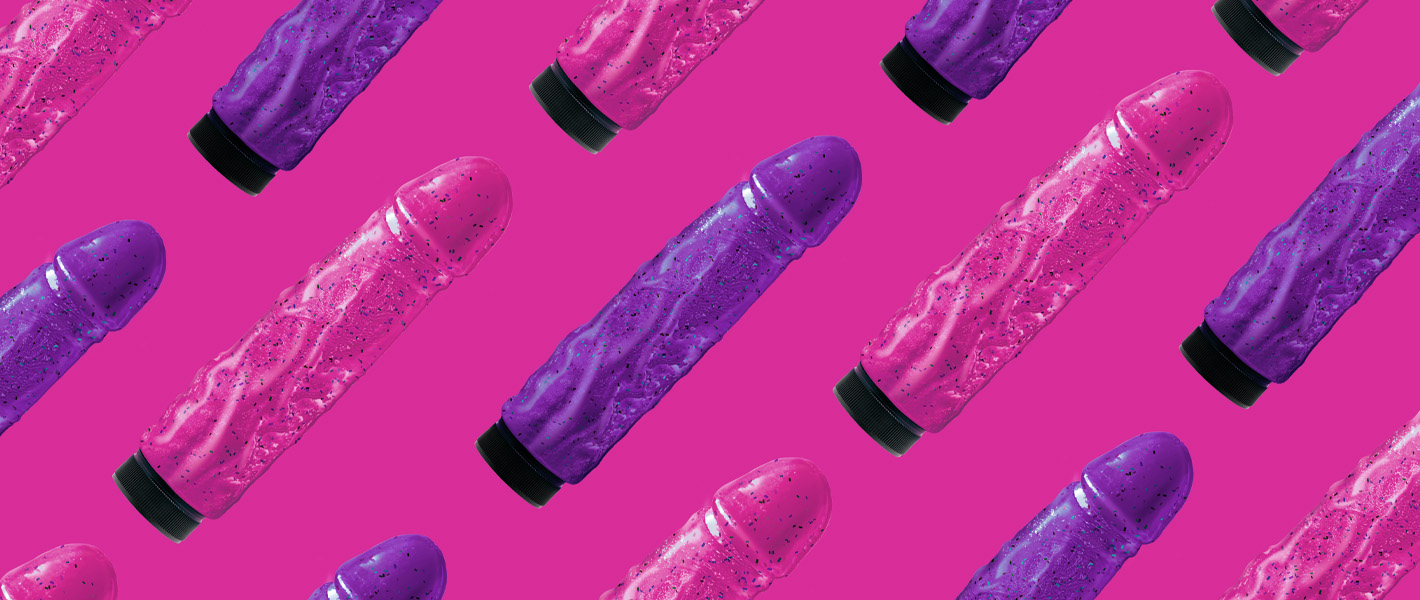pattern of dildos on pink background