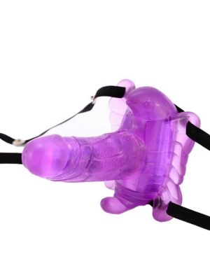 Purple Vibrator with Clitoral Butterfly Stimulator