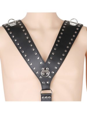Detail of men's fetish wear bondage restraint