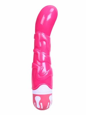 Pink ribbed vibrator with g spot stimulation