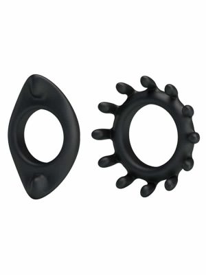 Black textured spiky cock rings pack of two pulse and cocktails