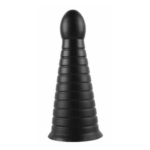 Dildo Cone Ribbed Black Large Suction Post