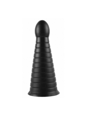 Dildo-Cone-Ribbed-Black-Large-Suction-Post