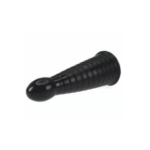 Dildo Cone Ribbed Black Large Suction Post