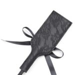 Paddle with Black Faux Feather and Lace Up Detail Handle bow
