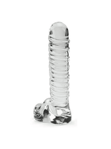 Twirl Clear Glass dildo with balls