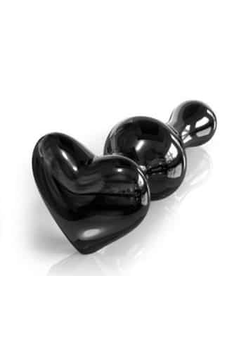 Black glass heart butt plug