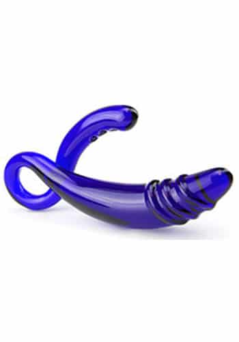 blue twirl double penetrator glass dildo