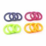 set of three thick silicone cock rings blue organge pink green pulse and cocktails colours