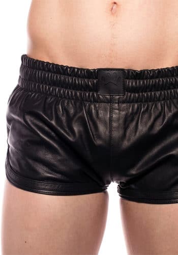 Prowler Leather Black Sports Shorts Close Up