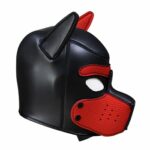 neoprene puppy hood with red side profile