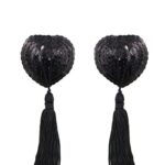 sequin nipple clamps black with tassels