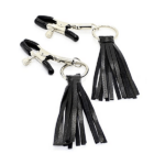 Nipple Clamps with Black Leather Tassels2