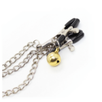 Silver nipple chain clamp with gold bell
