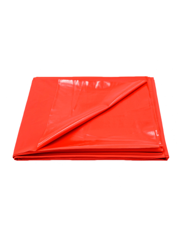 black and red plastic bed sheet
