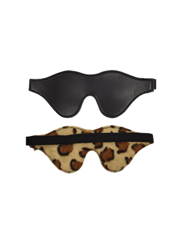 Leopard print eye mask black leather
