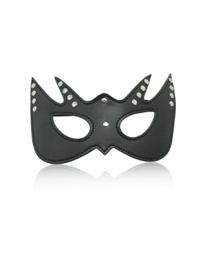 black eye mask - black studded eye mask - black leather eye mask - black mask - leather mask - stud mask -studded mask - black devil mask
