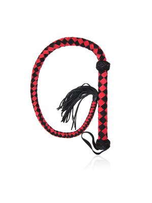 red leather flogger - black leather flogger - red and black leather flogger - leather flogger - red and black whip - black and red whip - red whip - black whip - leather whip - Indiana johns whip