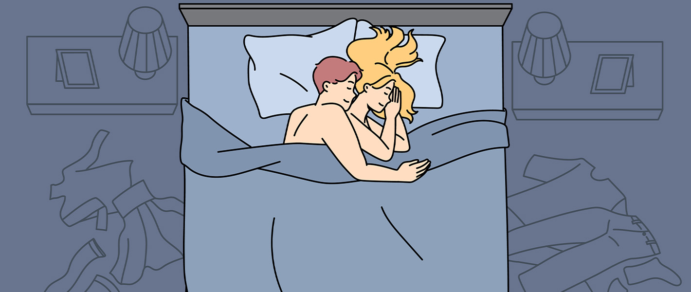 illustration of couple in bed
