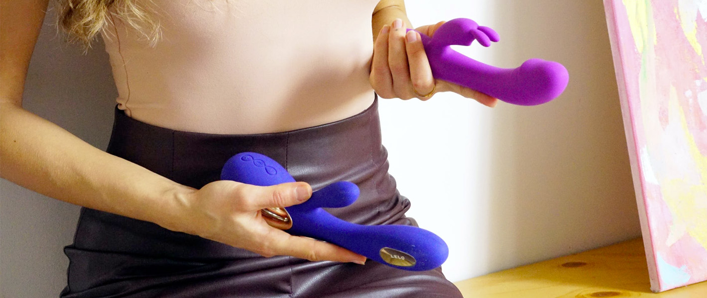 woman holding rabbit vibrators