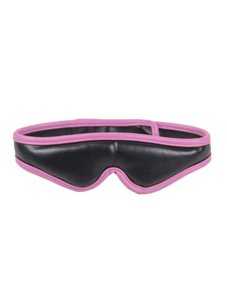 Pink & Black Padded Pleather Mask with Velcro Strap