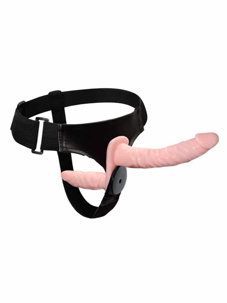 Vibrating Double Dildo Strap-on with Elasticated Harness