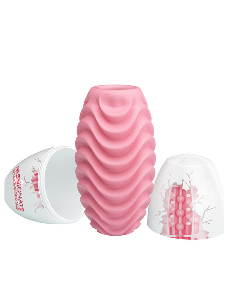 Ribbed Masturbator Egg - Passionate Pink