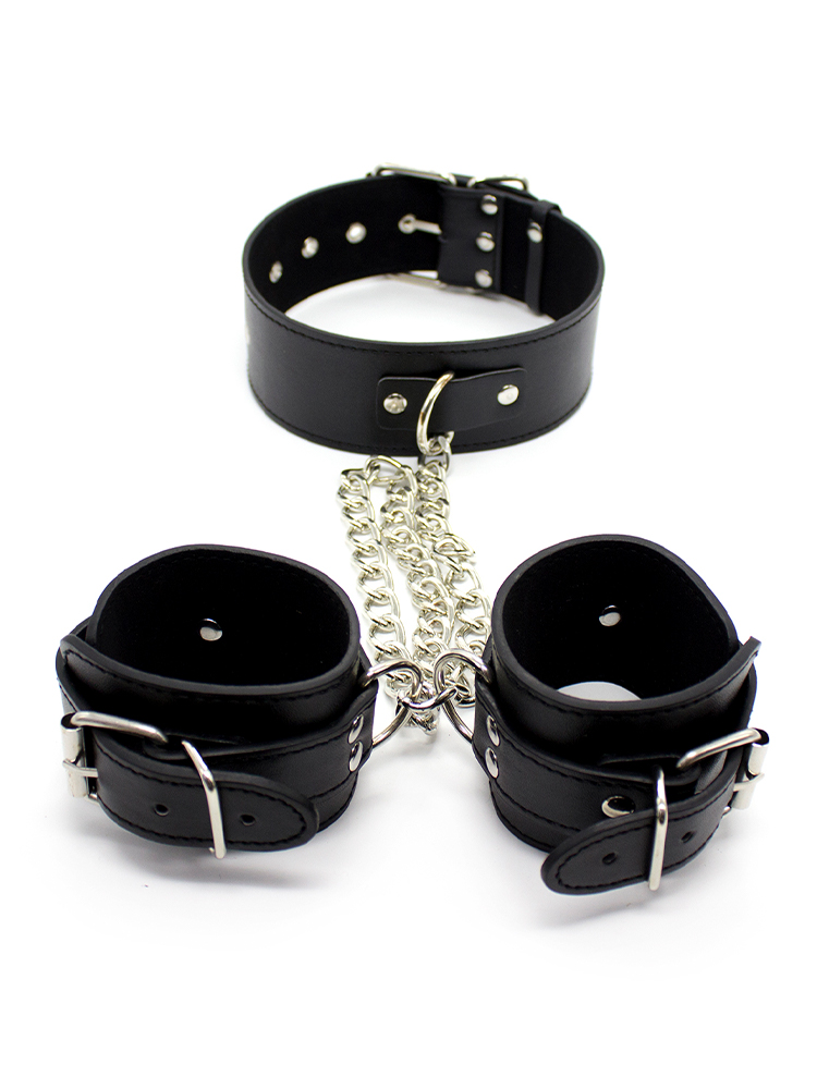 Leather Collar to Wrist Restraints